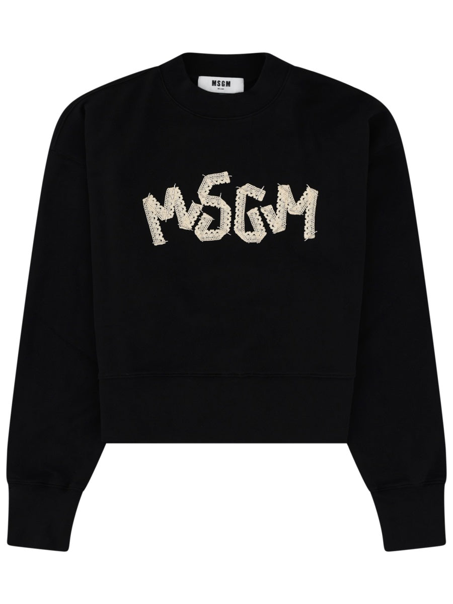 Sweatshirt With Logo Black Cotton Sweatshirts