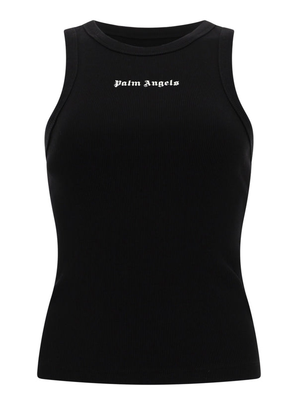 Logo Top Black Cotton Tops