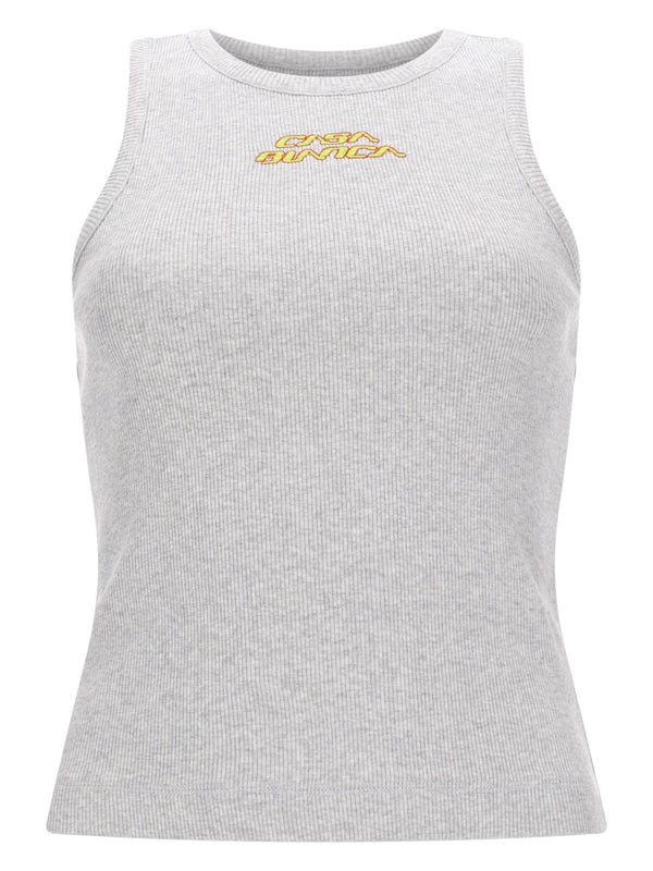 Top With Logo Grey Organic Cotton Tops