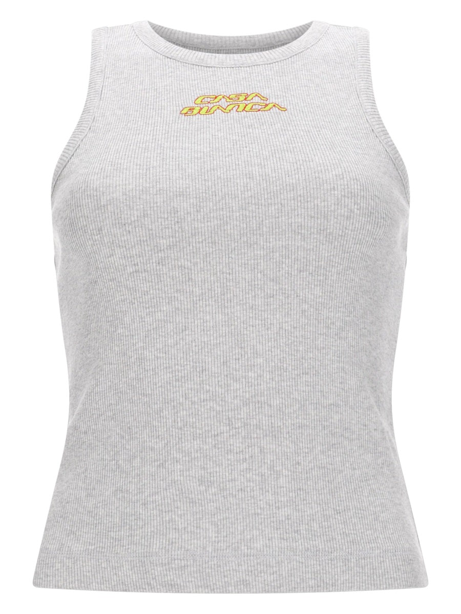 Top With Logo Grey Organic Cotton Tops