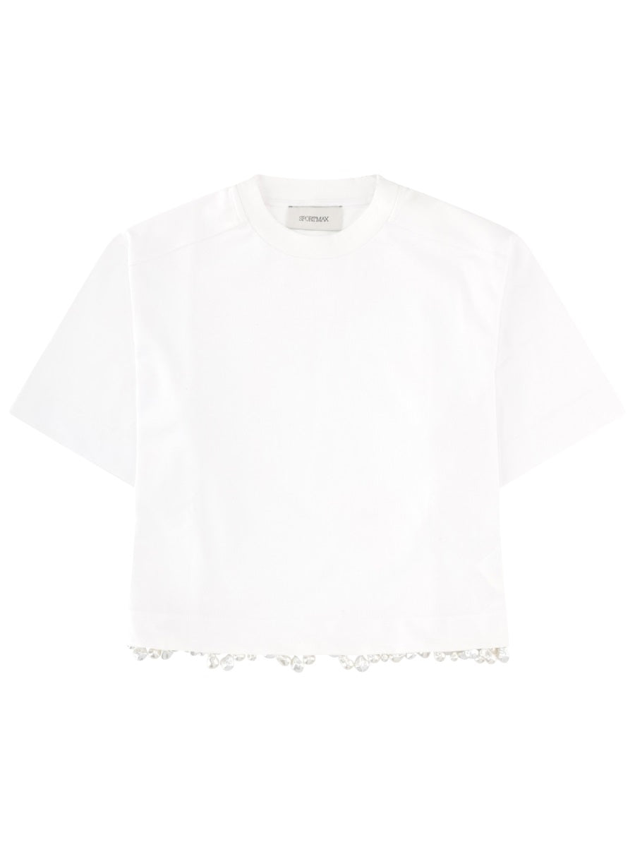 T-Shirt Palmas White Cotton With Pearls T-shirts