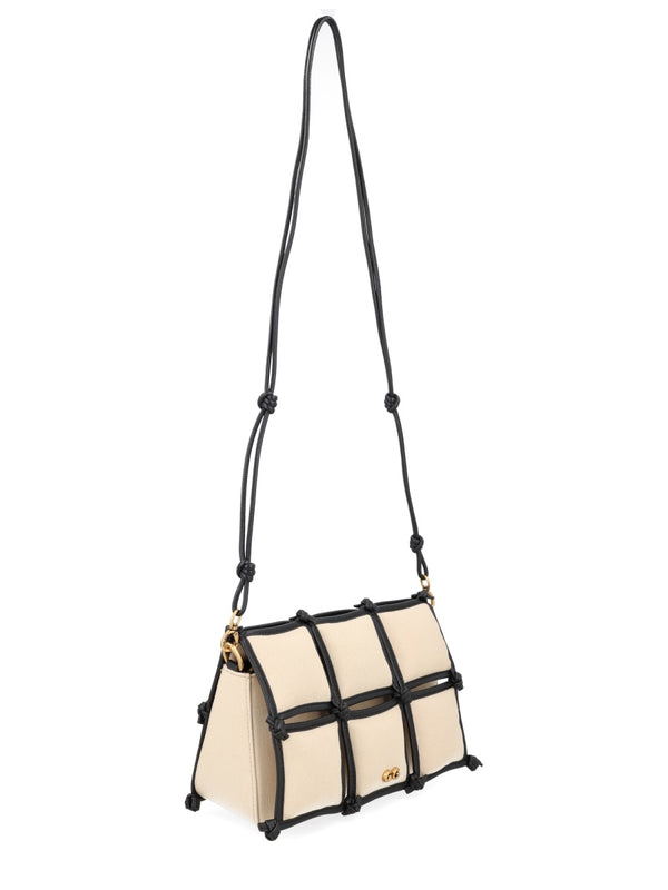 Shoulder Bag Puff Beige Cotton Canvas