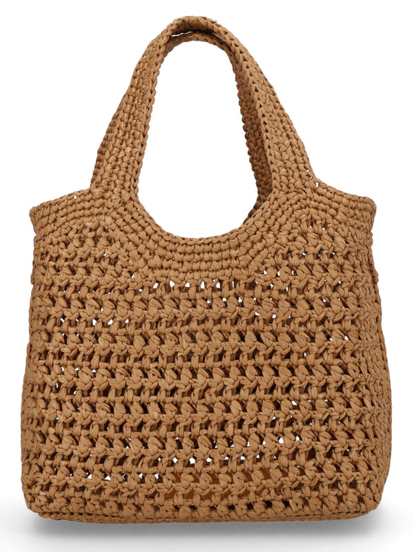 Mini Shopping Bag Beige Viscose Shoulder