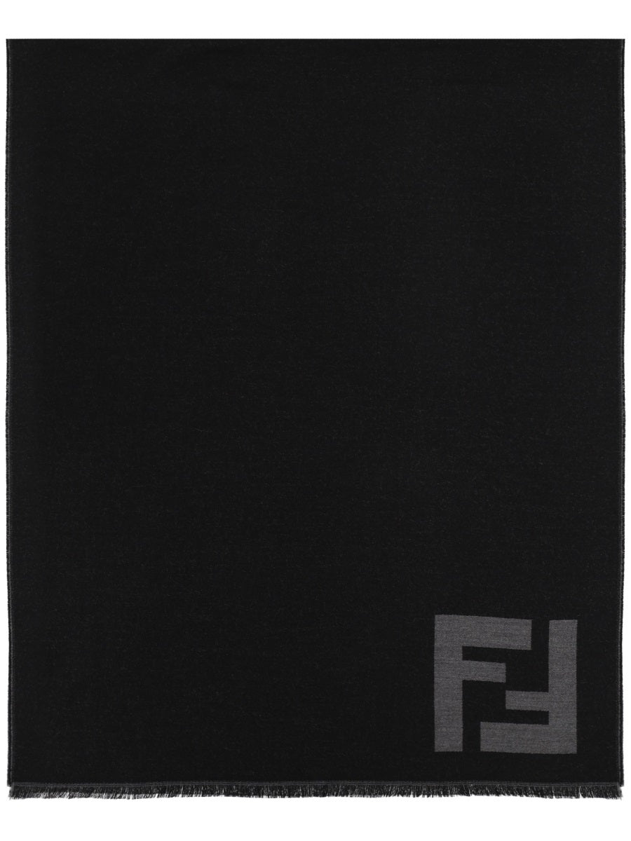 Wool Scarf Black Virgin