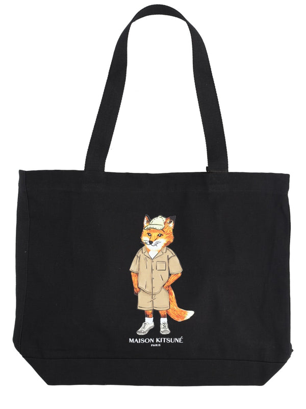 Tote Bag Dressed Fox Black Cotton Handbags