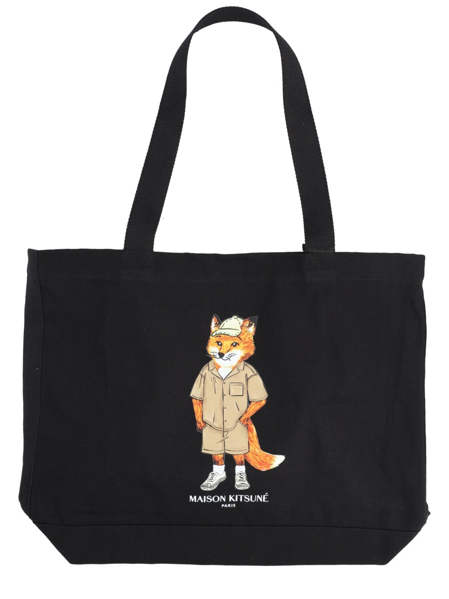 Tote Bag Dressed Fox Black Cotton Handbags