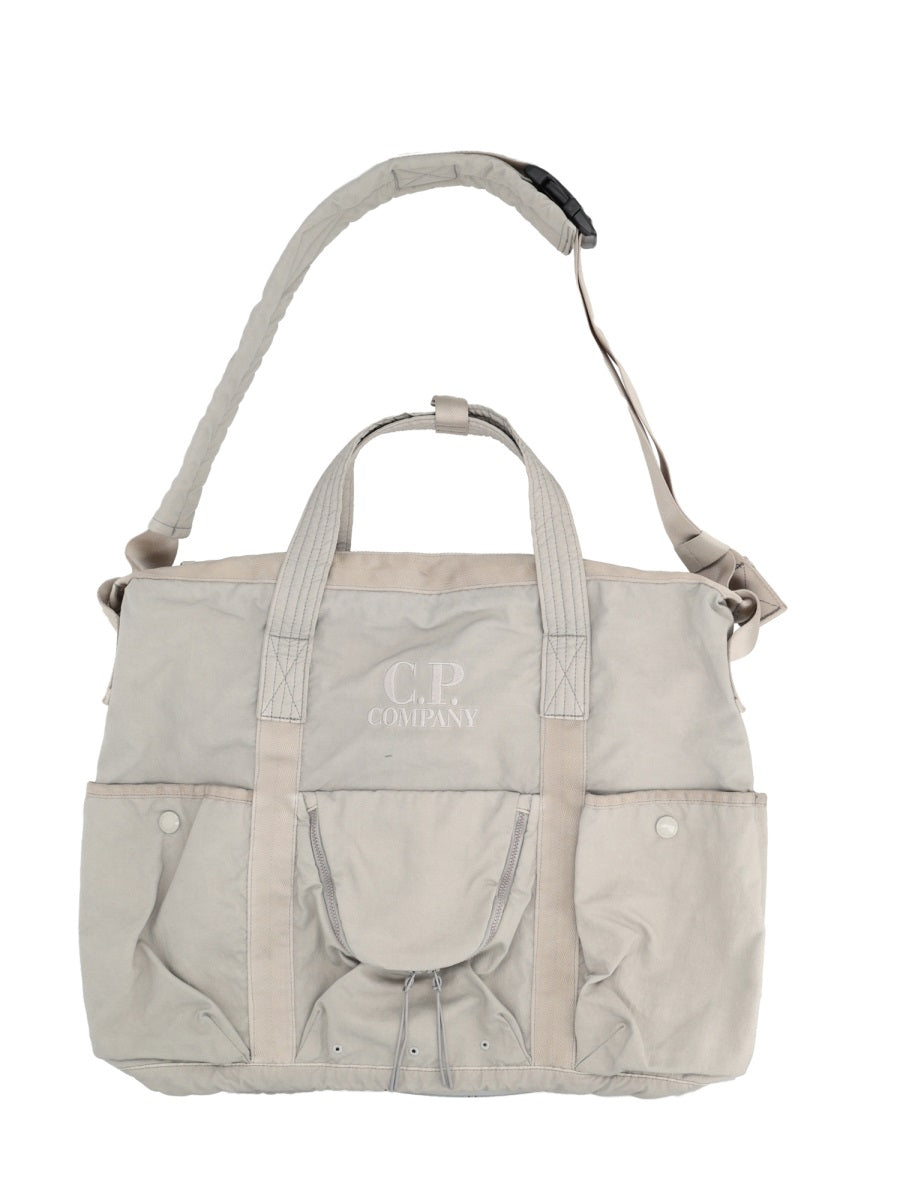Multi-Pocket Shoulder Bag Beige Polyamide