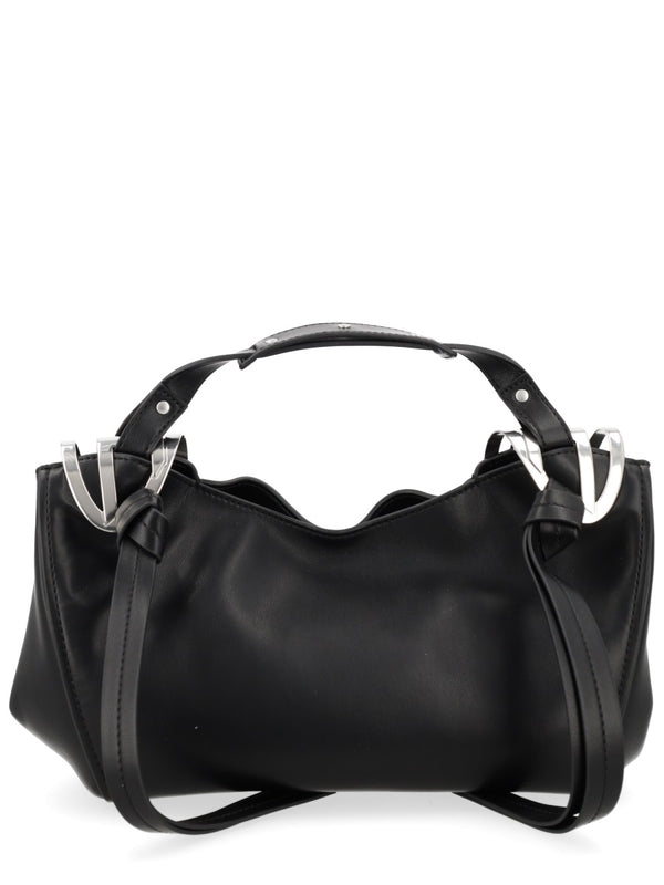 Top Handle Bag Knot-D Black Calf Leather Shoulder