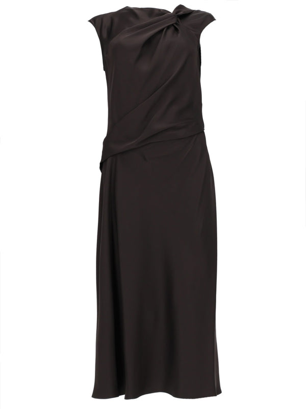 Dress Twist Bodice Satin Charcoal