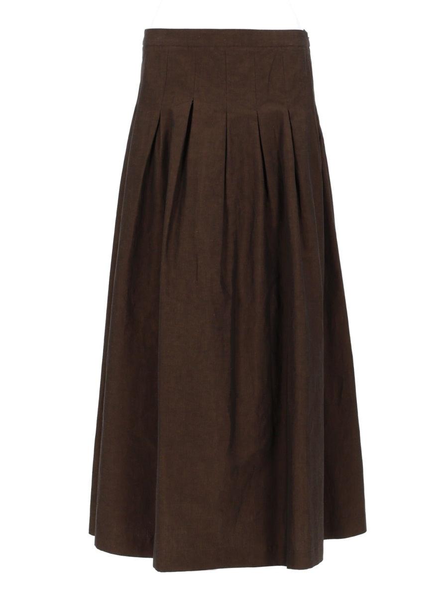 Midi Skirt Mirna Brown Cotton Linen