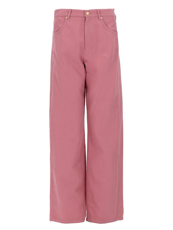 Five-Pocket Trousers Pink Cotton And Linen