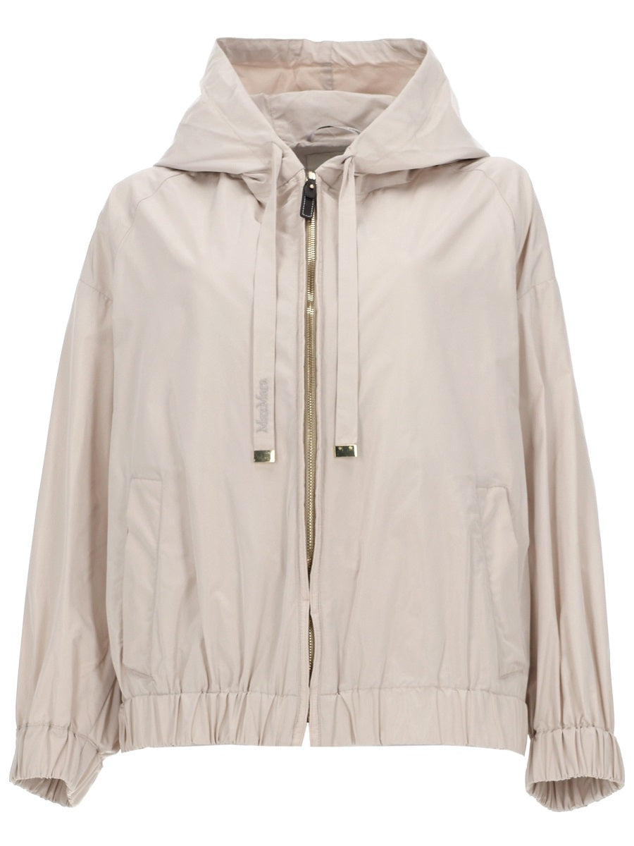 Short Jacket Water-Repellent Taffeta Beige Polyester