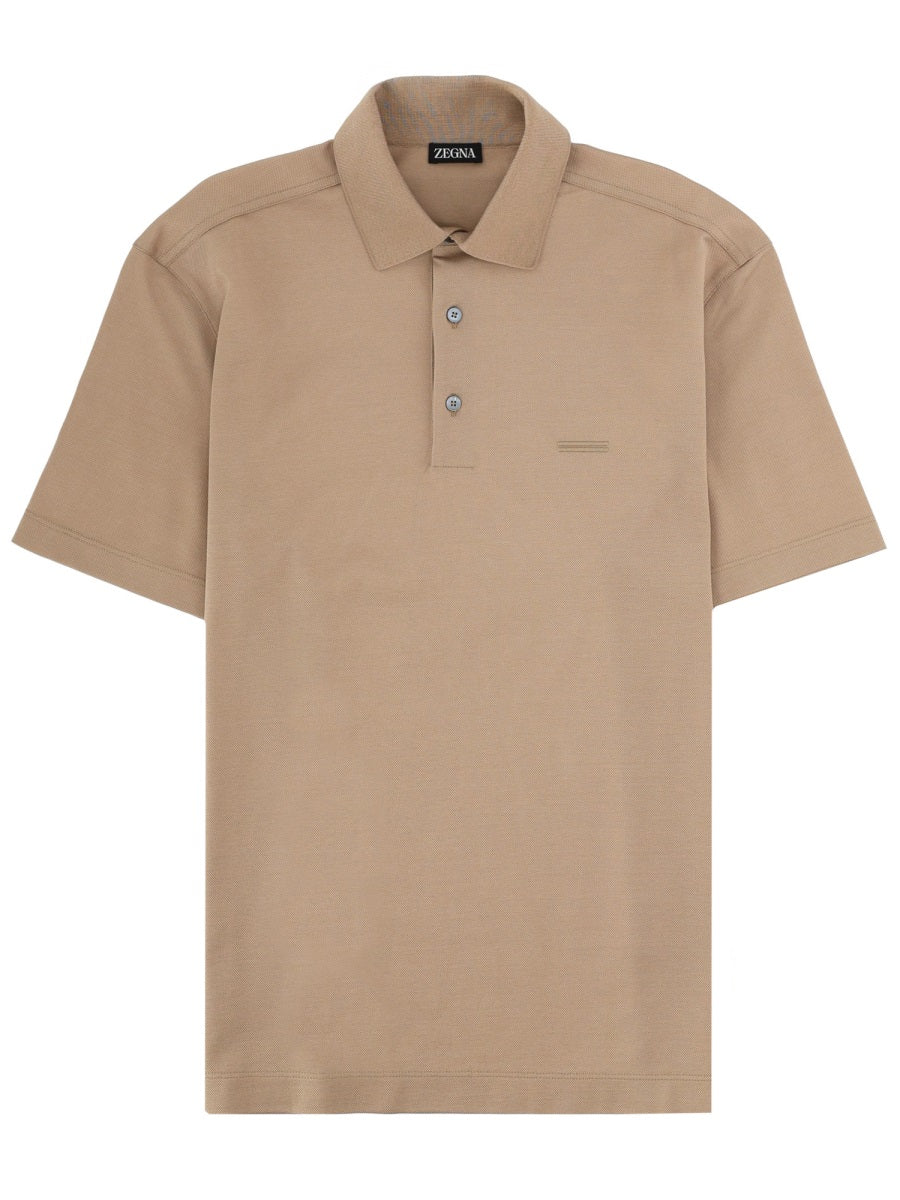 Polo Shirt Regular Fit Beige Cotton