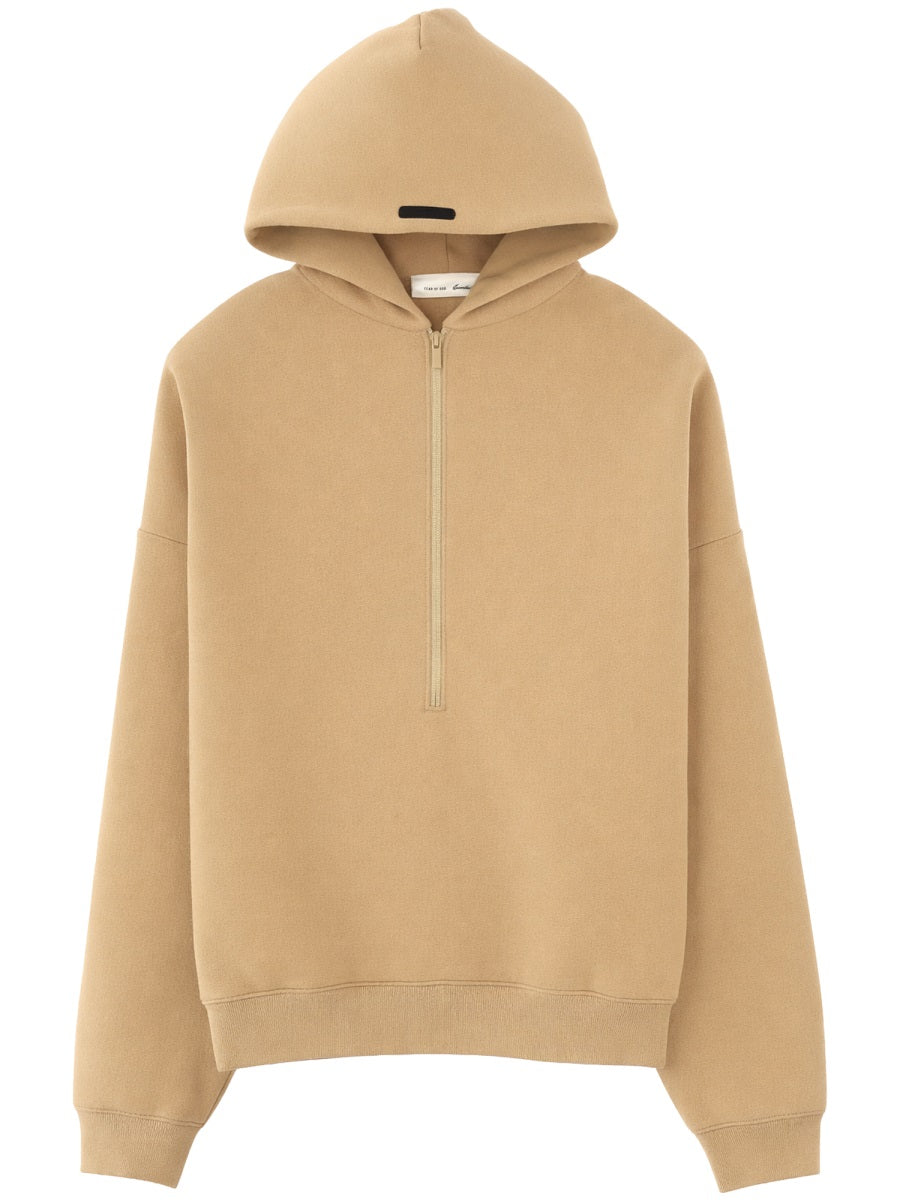 Zip-Up Hooded Sweatshirt Beige Cotton Sweatshirts