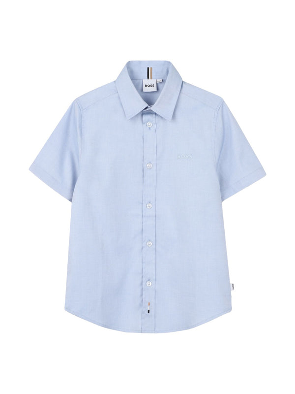 Short-Sleeve Cotton Shirt Blue