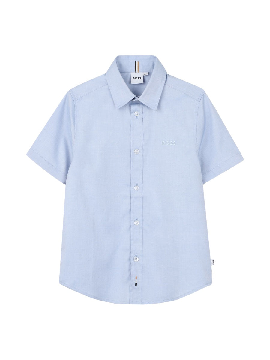 Short-Sleeve Cotton Shirt Blue