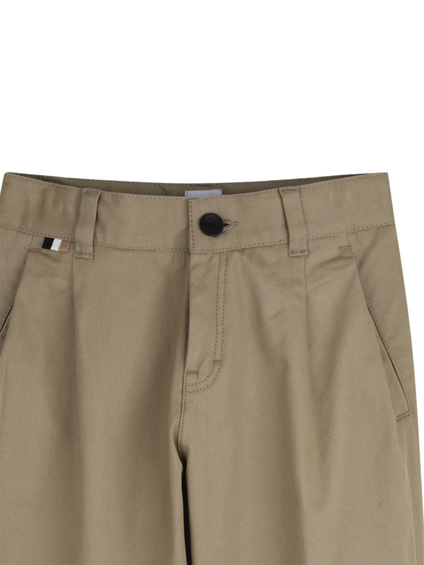 Button-Front Trousers Beige Cotton