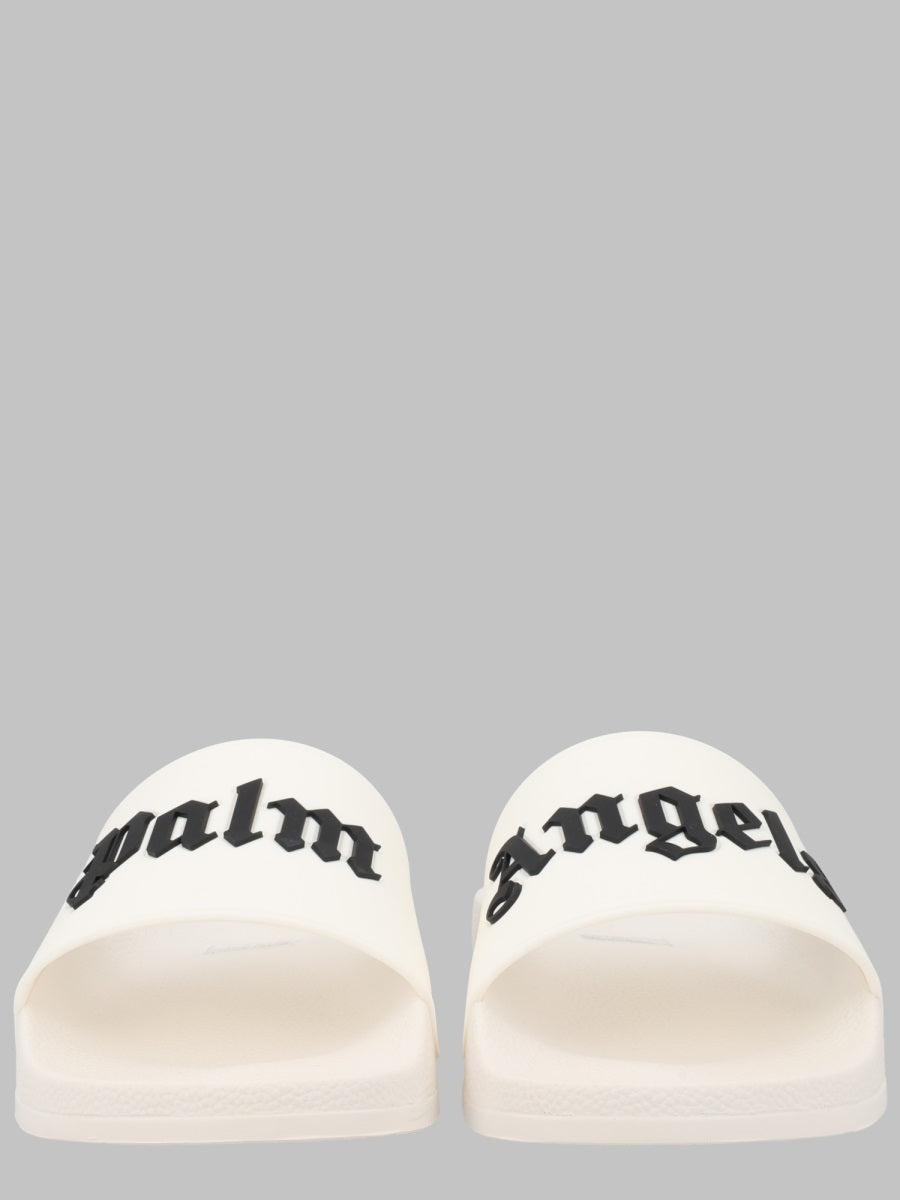 Rubber Slides With Logo White Shoe