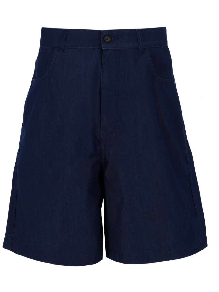 Shorts With Logo Cotton-Blend Blue Cotton Polyamide