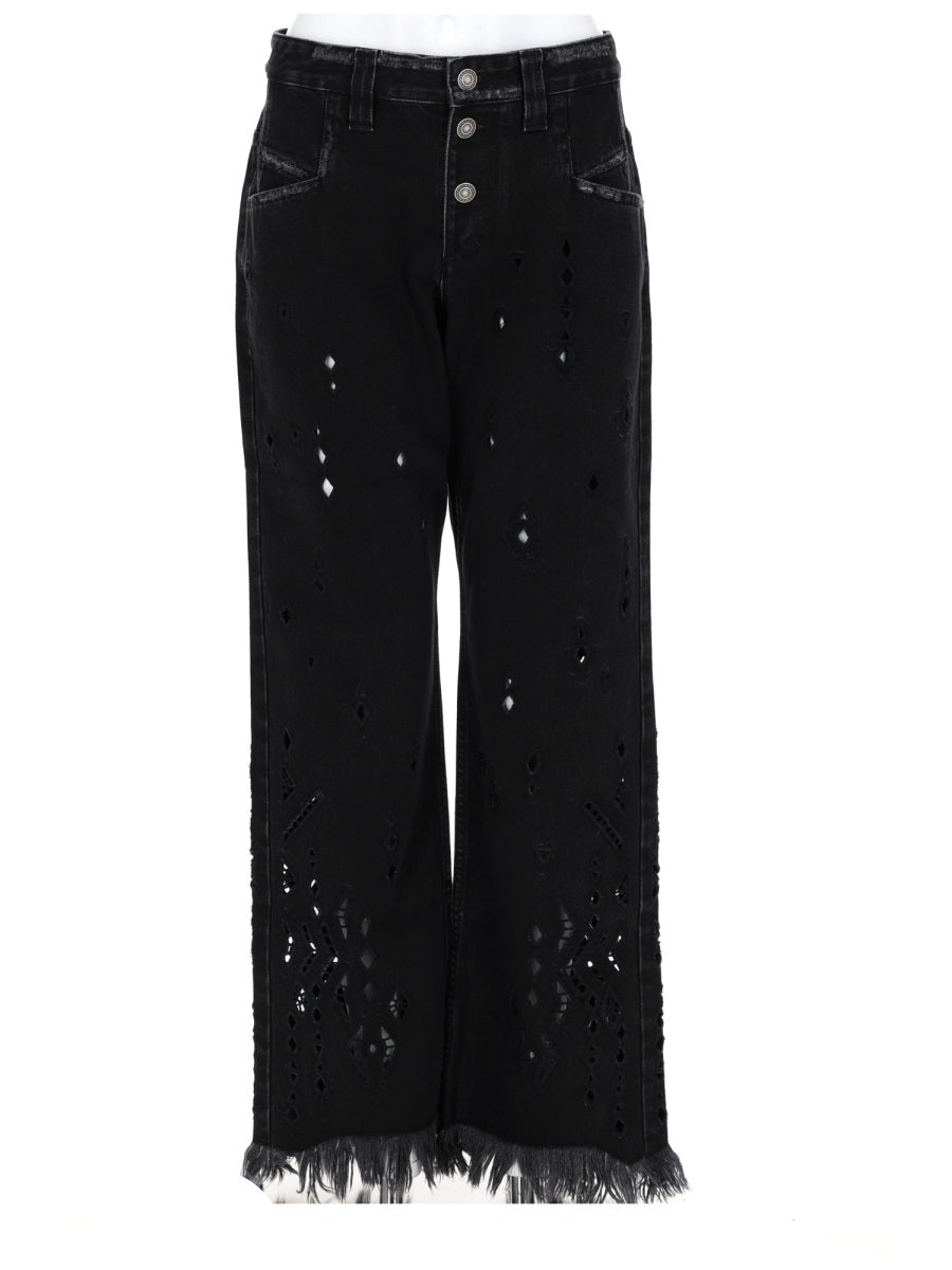 Wide-Leg Trousers Amia Black Cotton