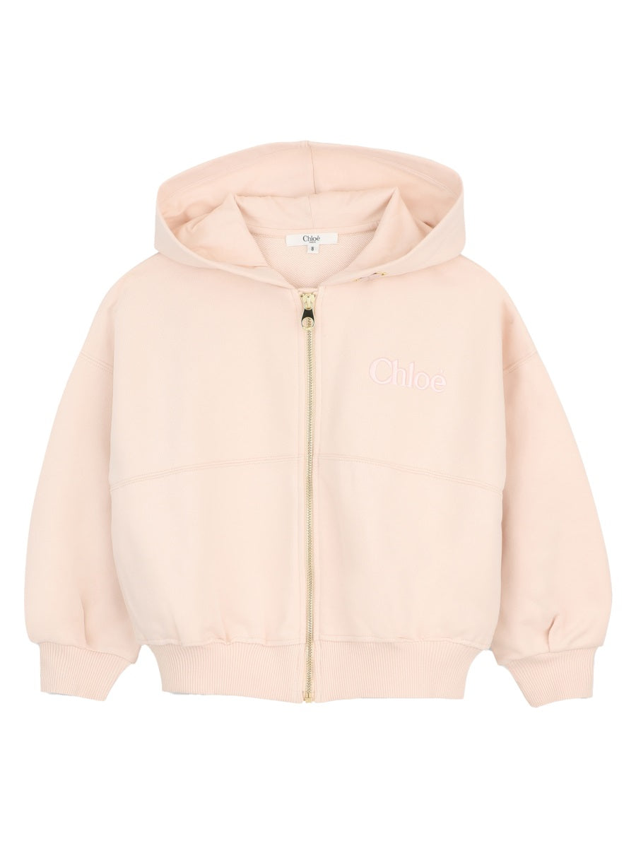 Hooded Sweatshirt Oversized Pink Cotton - Trimming: Jumpers