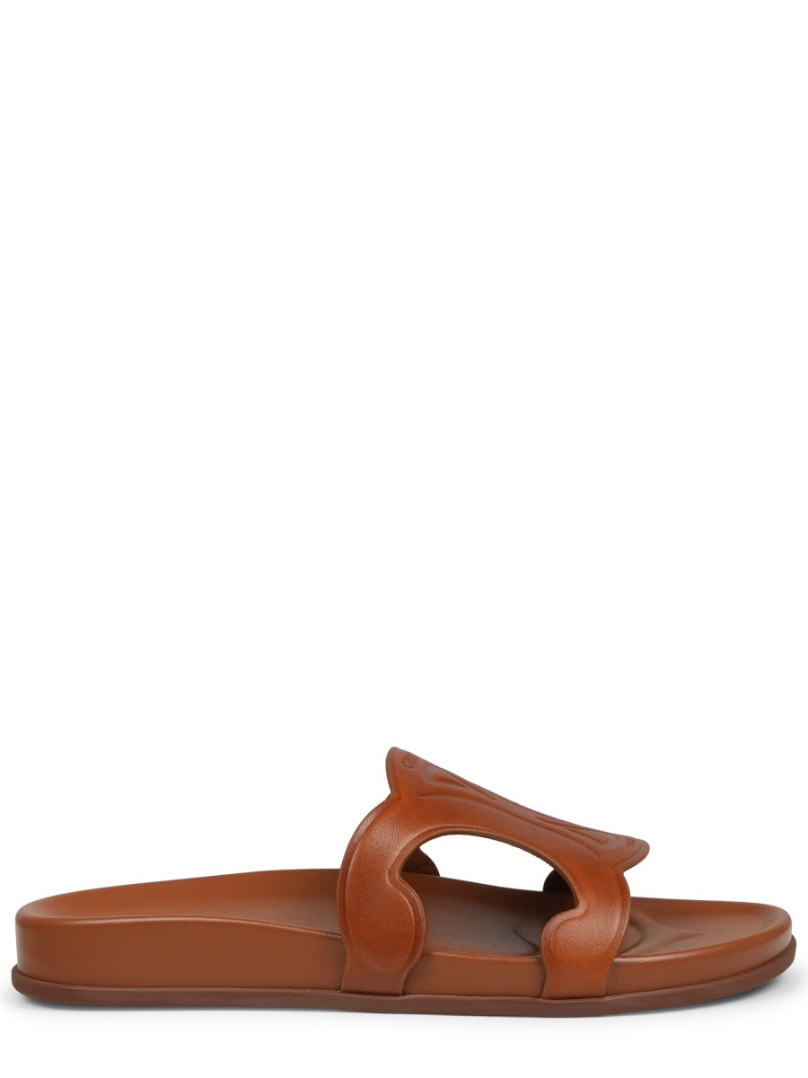 Triomphe Leather Sandals Buff Calf