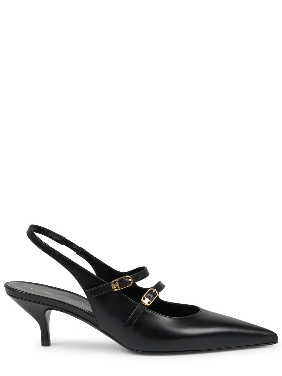Slingback Mary Jane Leather Shoes Black