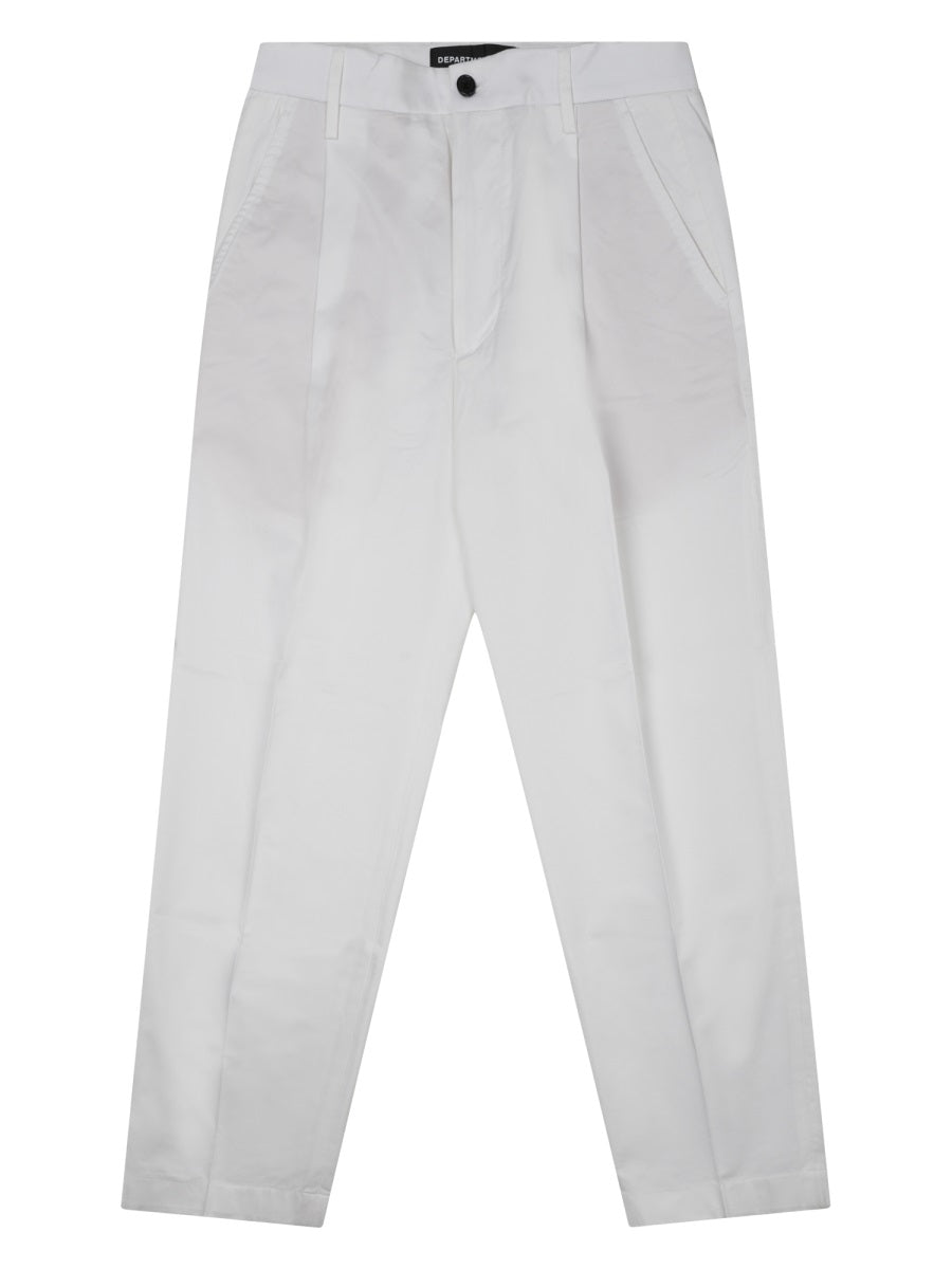 Wide-Leg Trousers Gin White Cotton Elastane
