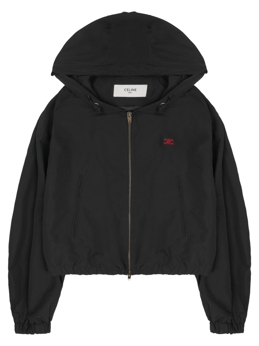 Windbreaker Jacket Black Nylon Cotton
