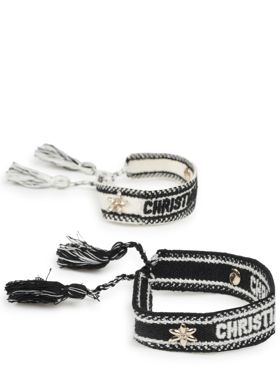 Set Of Two Logo Bracelets Multicolour Cotton