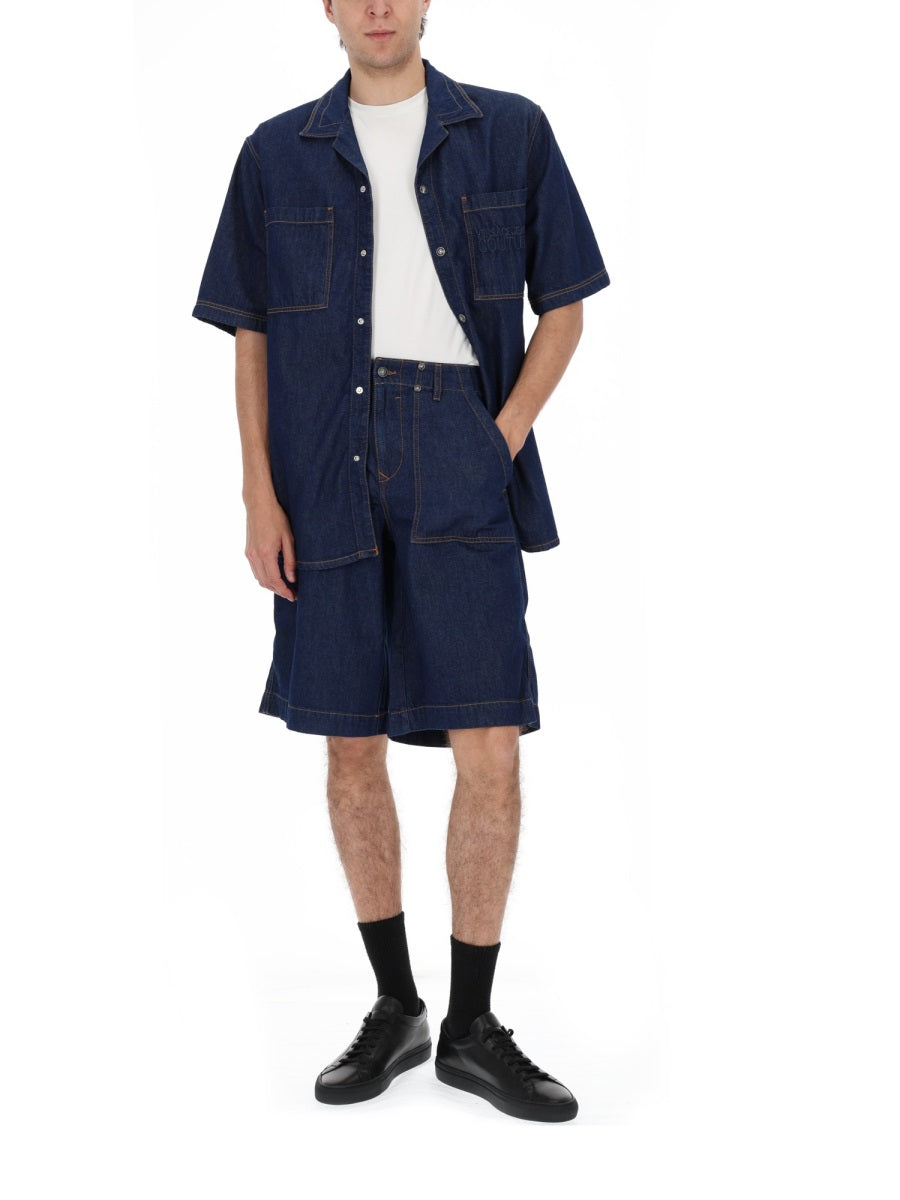 Denim Shirt With Logo Cotton