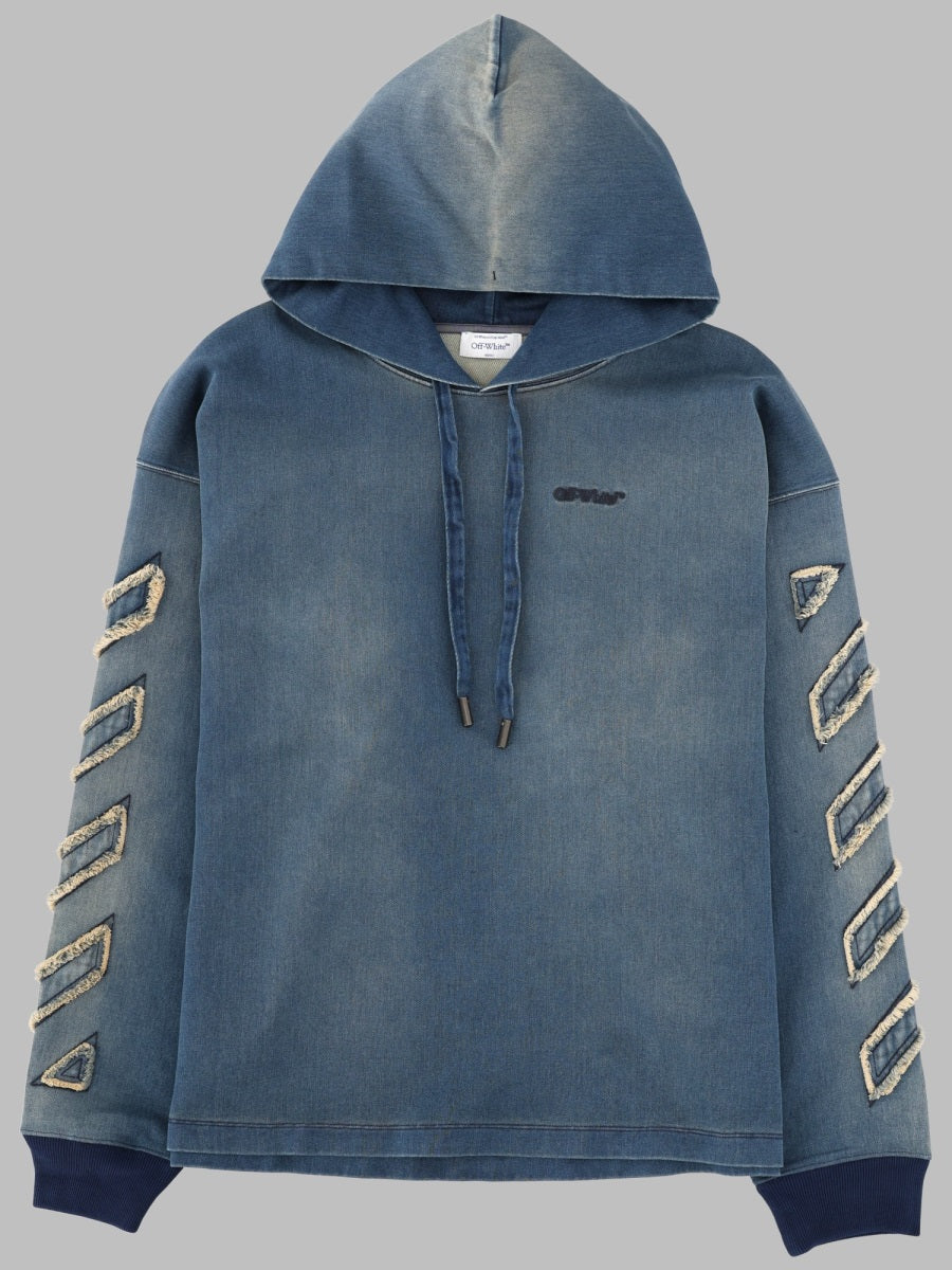 Denim Sweatshirt Diag Details Blue Cotton Sweatshirts