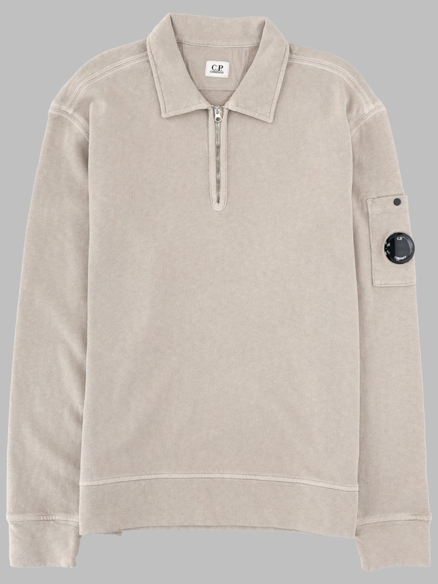 Polo-Collar Zip Sweatshirt Dove Cotton Sweatshirts