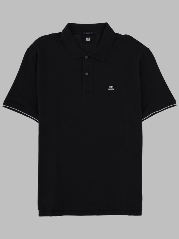 Polo Shirt Black Cotton Polyamide