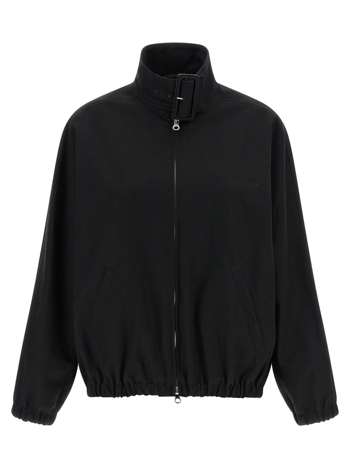 Buckle Zipped Bomber jacket Black Cotton Down Jacket, Parka, Casual