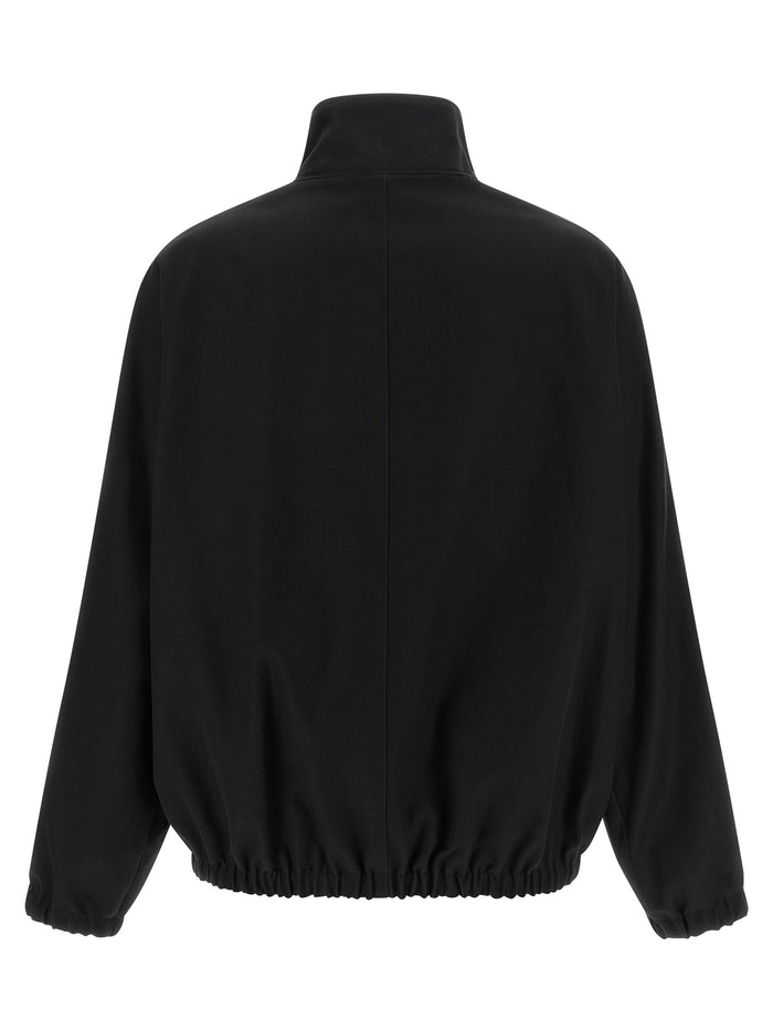 Buckle Zipped Bomber jacket Black Cotton Down Jacket, Parka, Casual