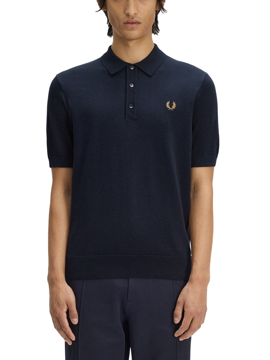 Polo Shirt Cotton Knit Blue