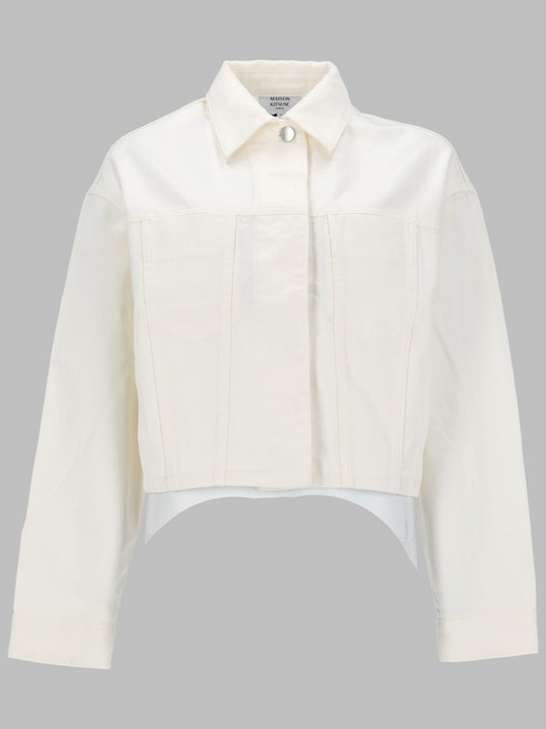Trucker Jacket Denim White Cotton