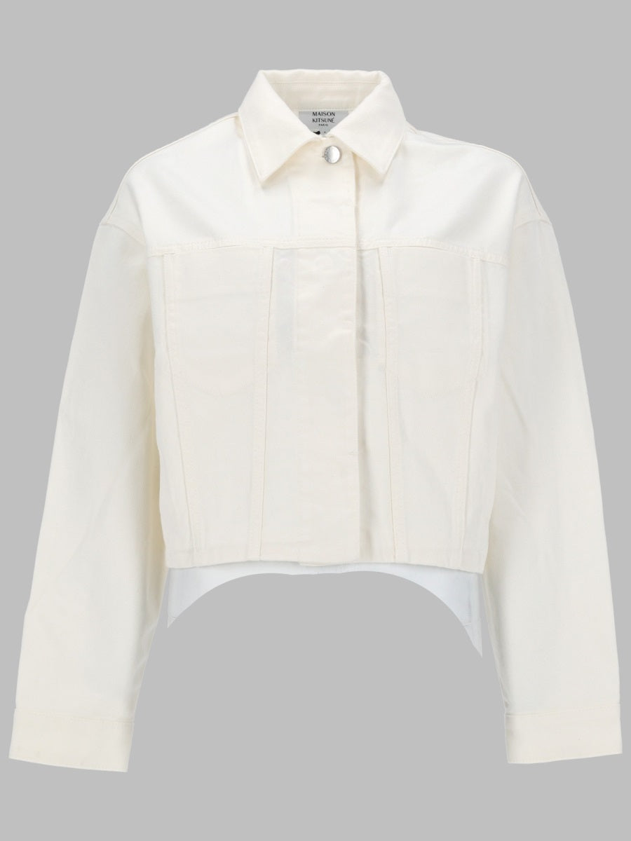 Trucker Jacket Denim White Cotton