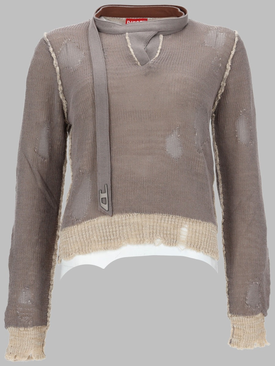 Fringed Sweater M-Dracarina Grey Cotton Jumpers