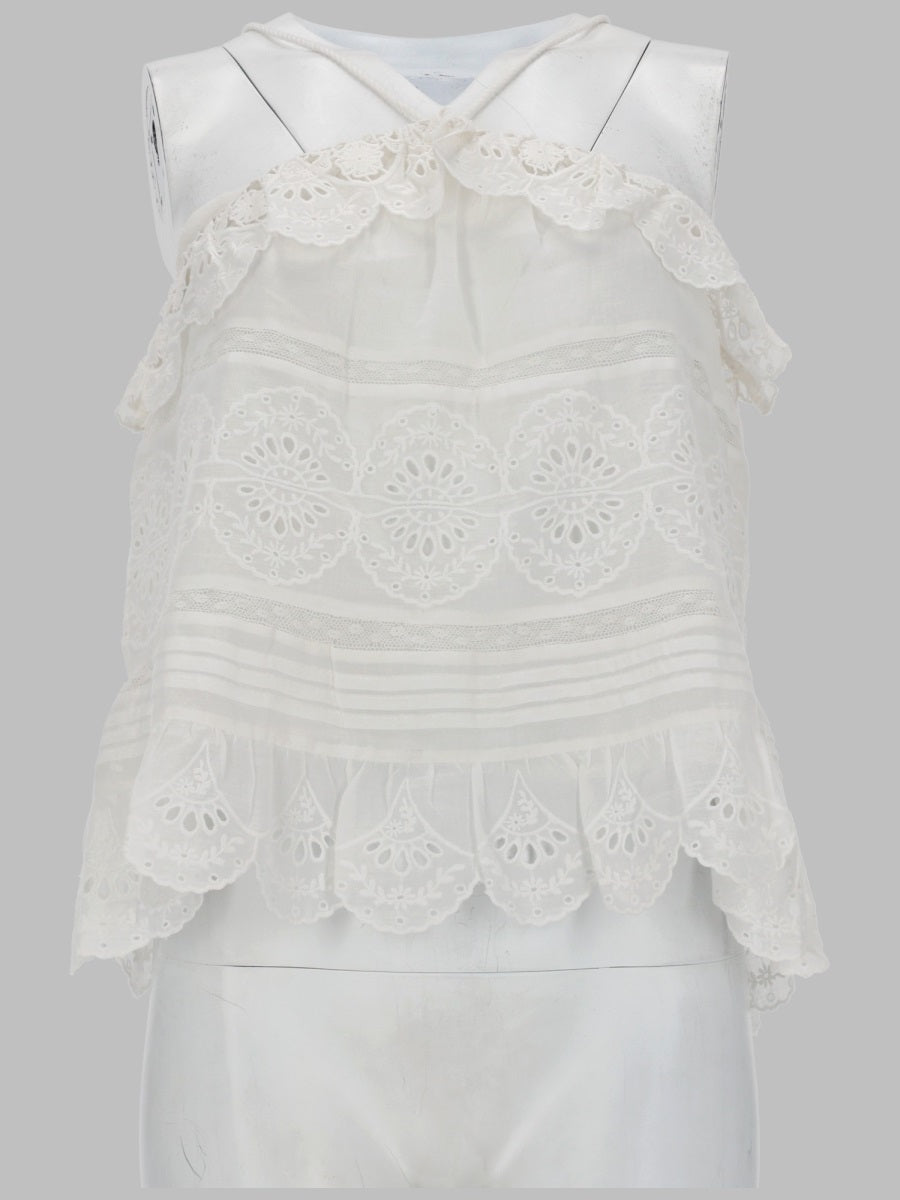 Top Prisha White Cotton Tops
