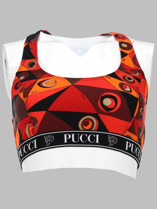 Bra Top Orange Elastane Tops