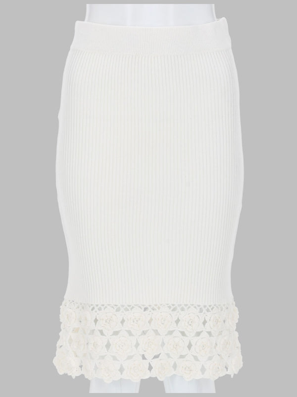 Skirt With Crochet Hem White Organic Cotton Polyamide