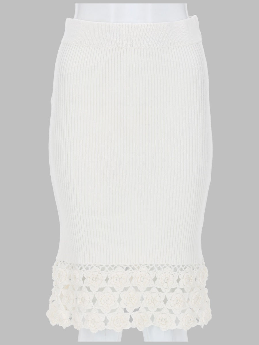 Skirt With Crochet Hem White Organic Cotton Polyamide