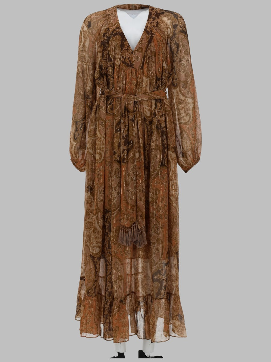 Batwing Dress Carousel Beige Linen-Silk