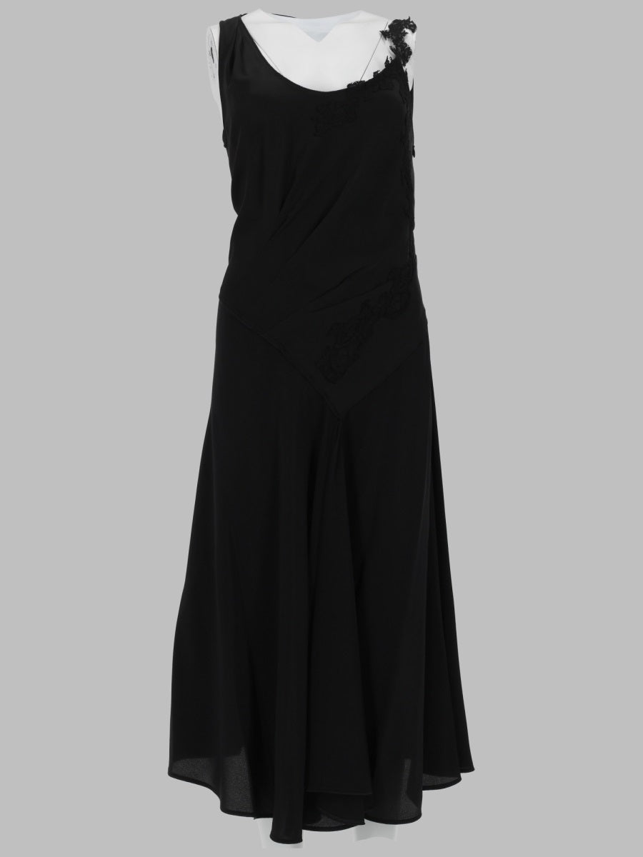Dress With Lace Inserts Black Acetate Viscose