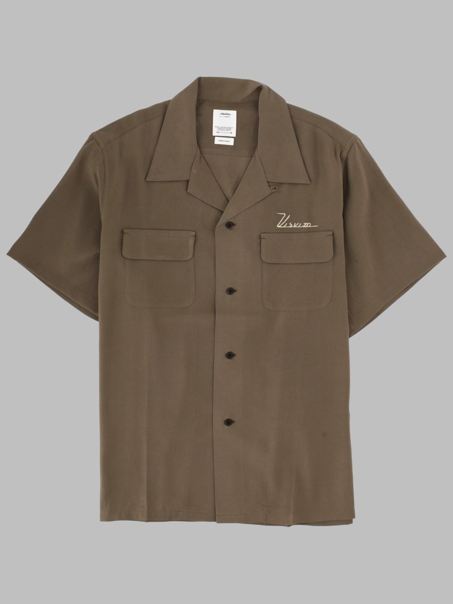 Short-Sleeve Shirt Brown Rayon Polo