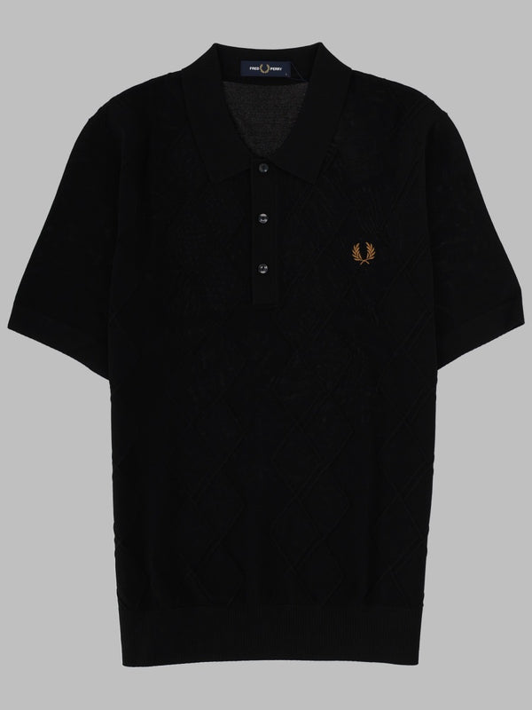 Knit Polo Shirt Black Viscose Polyamide