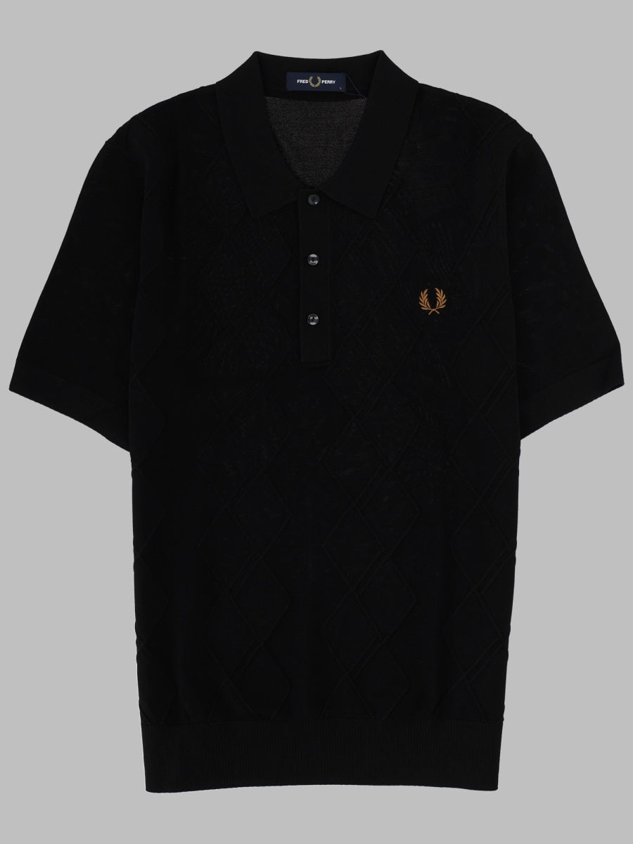 Knit Polo Shirt Black Viscose Polyamide