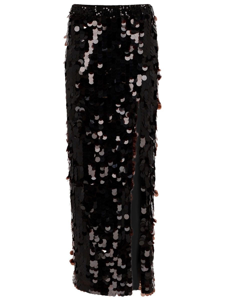 Skirt With Macro Sequins Brown Polyamide